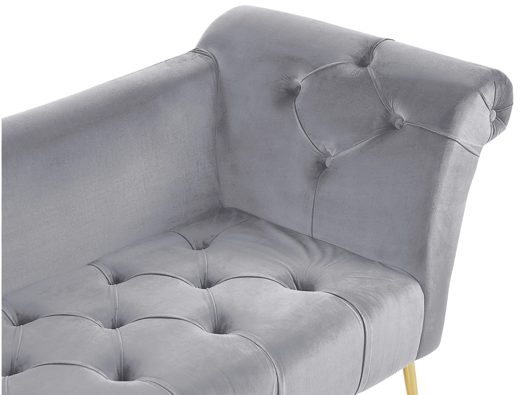 Chaise Longue En Velours Gris NANTILLY 7 Chaise Longue En Velours Gris NANTILLY – Image 7
