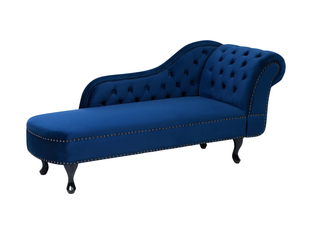 Méridienne Chesterfield Côté Droit En Velours Bleu NIMES 4 Méridienne Chesterfield Côté Droit En Velours Bleu NIMES – Image 4