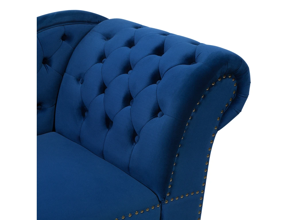 Méridienne Chesterfield Côté Droit En Velours Bleu NIMES 8 Méridienne Chesterfield Côté Droit En Velours Bleu NIMES – Image 8