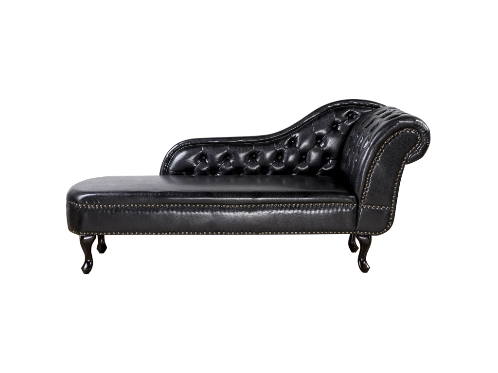 Méridienne Chesterfield Noire Brillante Côté Droit NIMES 1 Méridienne Chesterfield Noire Brillante Côté Droit NIMES
