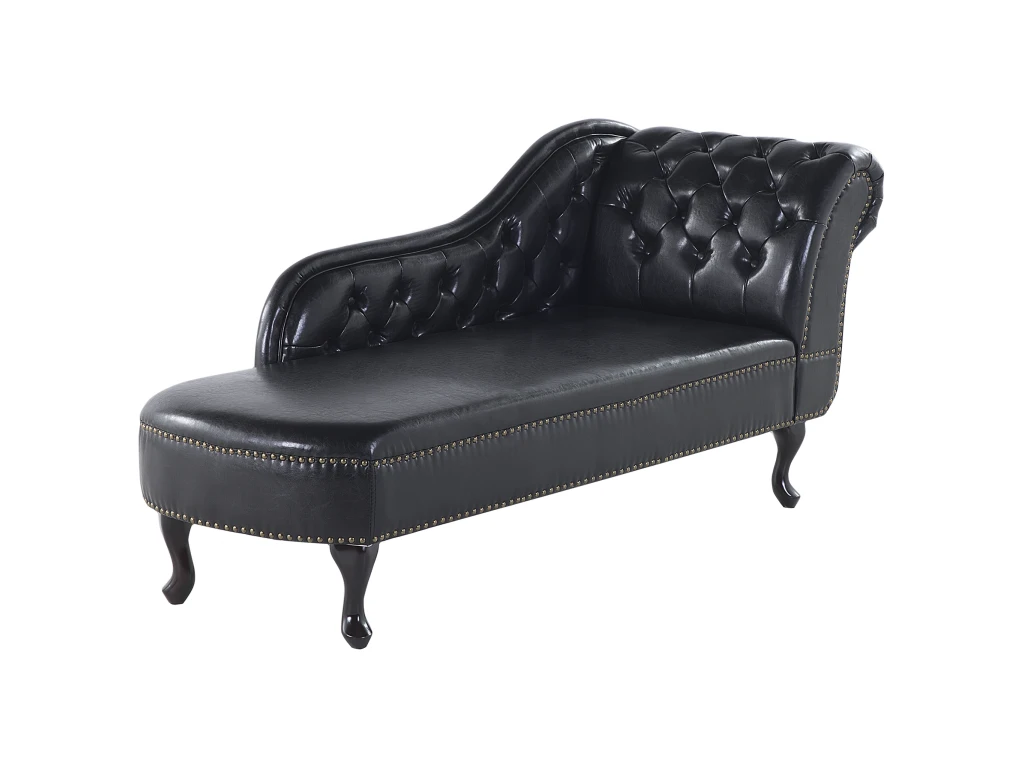 Méridienne Chesterfield Noire Brillante Côté Droit NIMES 4 Méridienne Chesterfield Noire Brillante Côté Droit NIMES – Image 4