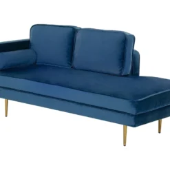 Méridienne En Velours Bleu Marine Côté Gauche MIRAMAS -Promos Chesteris Boutique meridienne 16676537