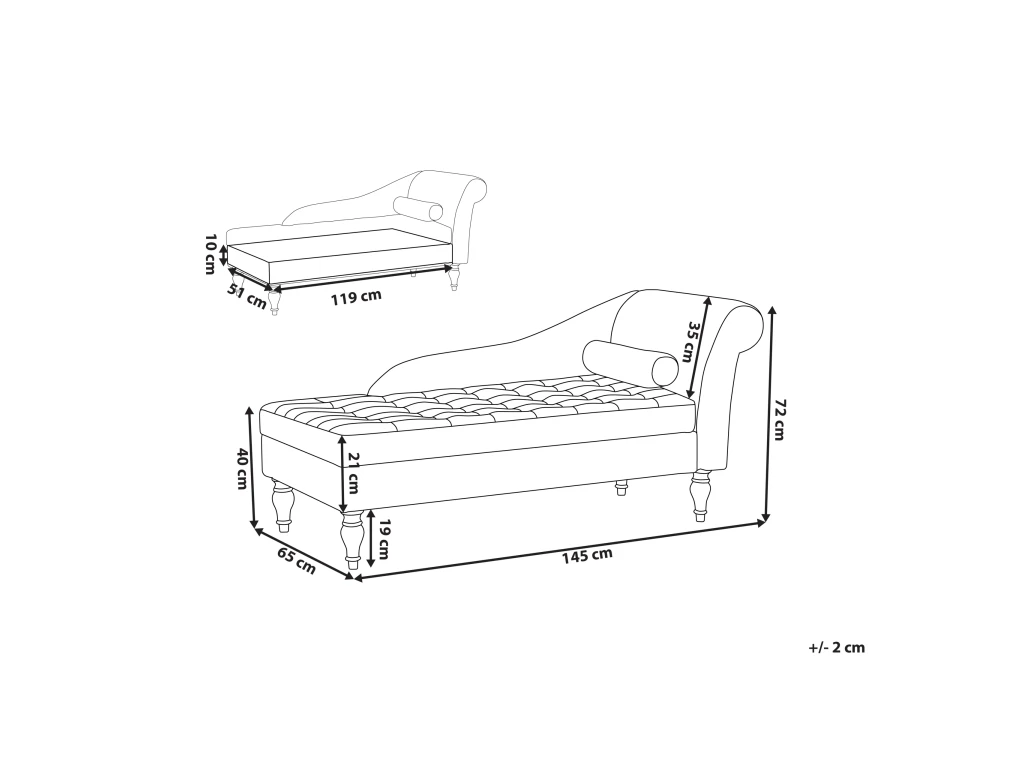 Chaise Longue En Velours Gris Clair Avec Rangement PESSAC 3 Chaise Longue En Velours Gris Clair Avec Rangement PESSAC – Image 3