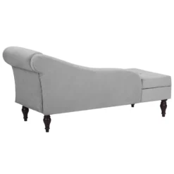 Chaise Longue En Velours Gris Clair Avec Rangement PESSAC 16 Chaise Longue En Velours Gris Clair Avec Rangement PESSAC -Promos Chesteris Boutique meridienne 16676663