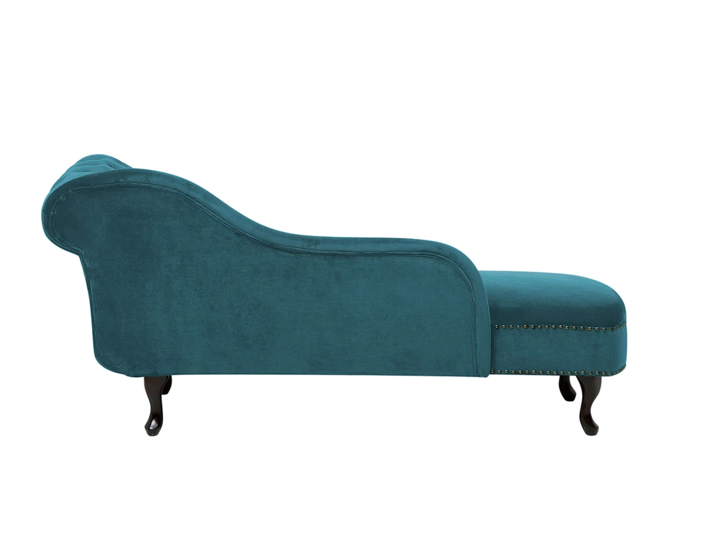Chaise Longue Chesterfield En Velours Vert Canard Côté Droit NIMES 6 Chaise Longue Chesterfield En Velours Vert Canard Côté Droit NIMES – Image 6