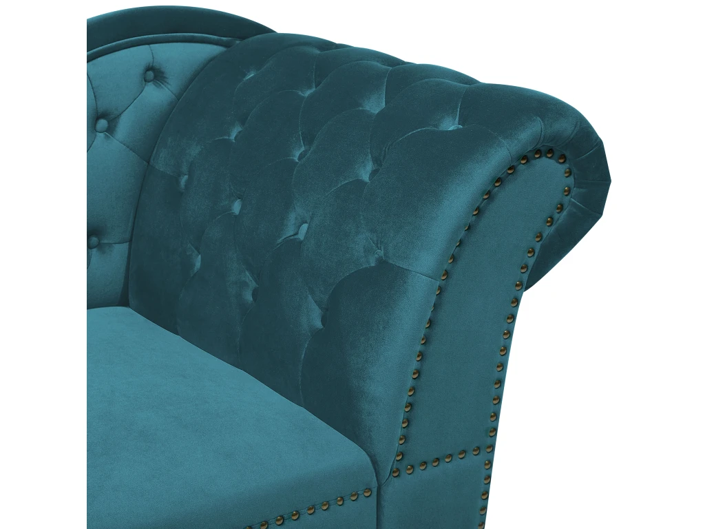 Chaise Longue Chesterfield En Velours Vert Canard Côté Droit NIMES 8 Chaise Longue Chesterfield En Velours Vert Canard Côté Droit NIMES – Image 8