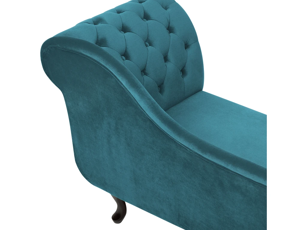 Chaise Longue Chesterfield En Velours Vert Canard Côté Droit NIMES 10 Chaise Longue Chesterfield En Velours Vert Canard Côté Droit NIMES – Image 10