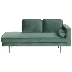 Chaise Longue En Velours Vert Menthe Côté Droit MIRAMAS