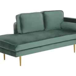 Chaise Longue En Velours Vert Menthe Côté Droit MIRAMAS -Promos Chesteris Boutique meridienne 16676893