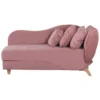 Chaise Longue Côté Droit En Velours Rose MERI