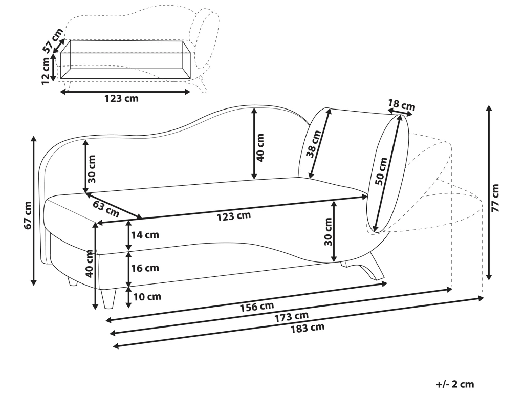 Chaise Longue Côté Droit En Velours Rose MERI 3 Chaise Longue Côté Droit En Velours Rose MERI – Image 3