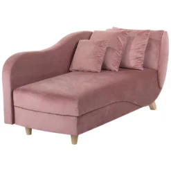 Chaise Longue Côté Droit En Velours Rose MERI 13 Chaise Longue Côté Droit En Velours Rose MERI -Promos Chesteris Boutique meridienne 16677149