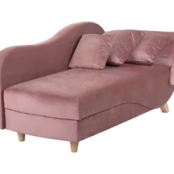 Chaise Longue Côté Droit En Velours Rose MERI 14 Chaise Longue Côté Droit En Velours Rose MERI -Promos Chesteris Boutique meridienne 16677151