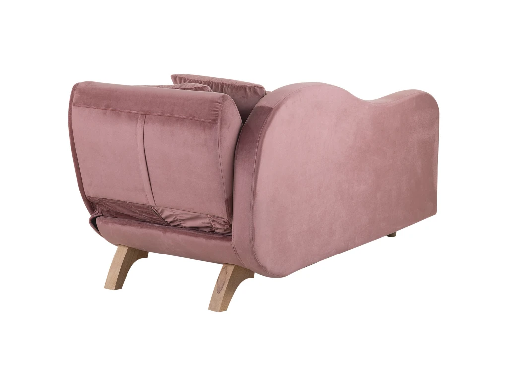 Chaise Longue Côté Droit En Velours Rose MERI 7 Chaise Longue Côté Droit En Velours Rose MERI – Image 7