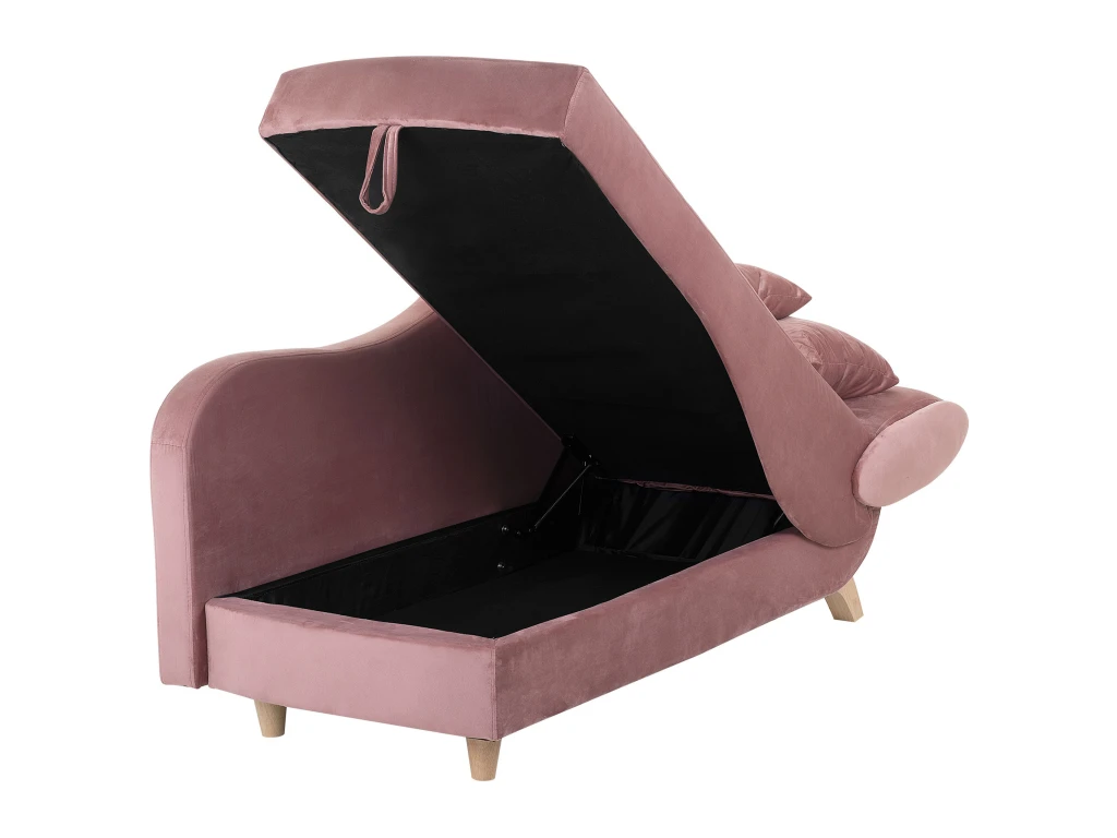 Chaise Longue Côté Droit En Velours Rose MERI 8 Chaise Longue Côté Droit En Velours Rose MERI – Image 8