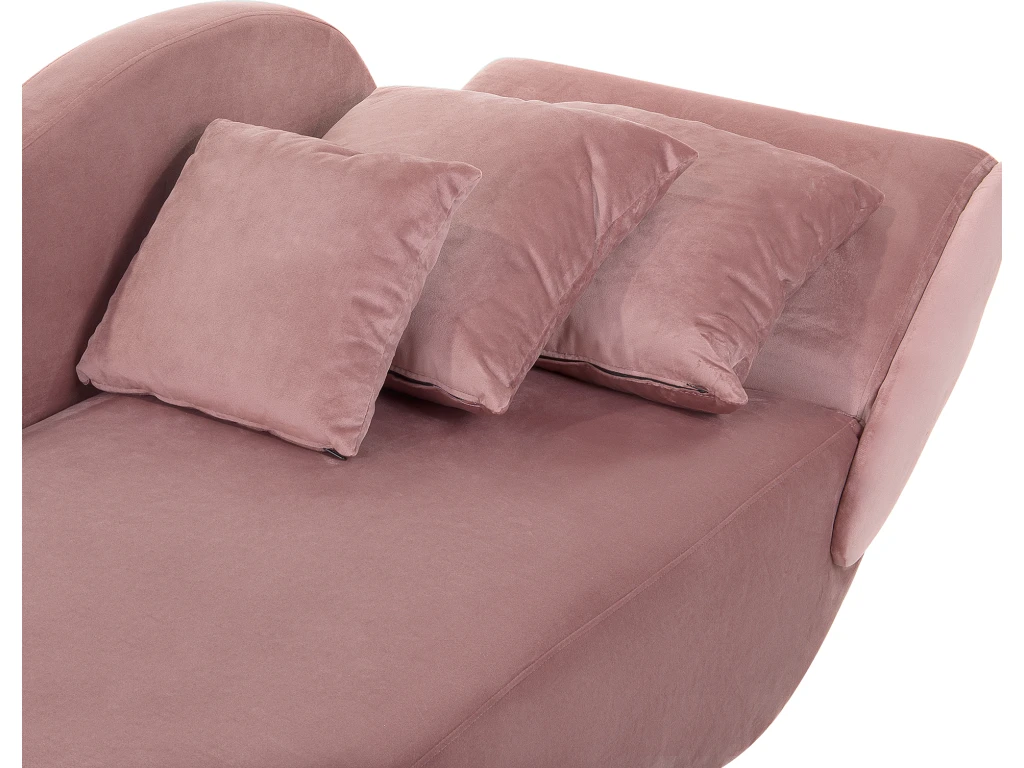 Chaise Longue Côté Droit En Velours Rose MERI 9 Chaise Longue Côté Droit En Velours Rose MERI – Image 9