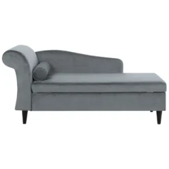 Chaise Longue Côté Gauche En Velours Gris Clair LUIRO