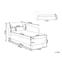 Chaise Longue Côté Gauche En Velours Gris Clair LUIRO -Promos Chesteris Boutique meridienne 16677257