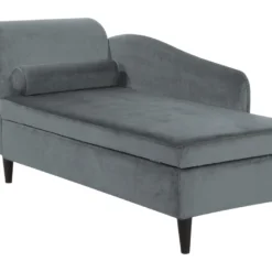 Chaise Longue Côté Gauche En Velours Gris Clair LUIRO -Promos Chesteris Boutique meridienne 16677261