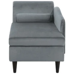 Chaise Longue Côté Gauche En Velours Gris Clair LUIRO -Promos Chesteris Boutique meridienne 16677263