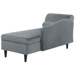 Chaise Longue Côté Gauche En Velours Gris Clair LUIRO -Promos Chesteris Boutique meridienne 16677265