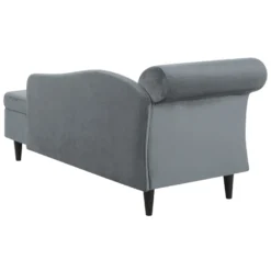 Chaise Longue Côté Gauche En Velours Gris Clair LUIRO -Promos Chesteris Boutique meridienne 16677269