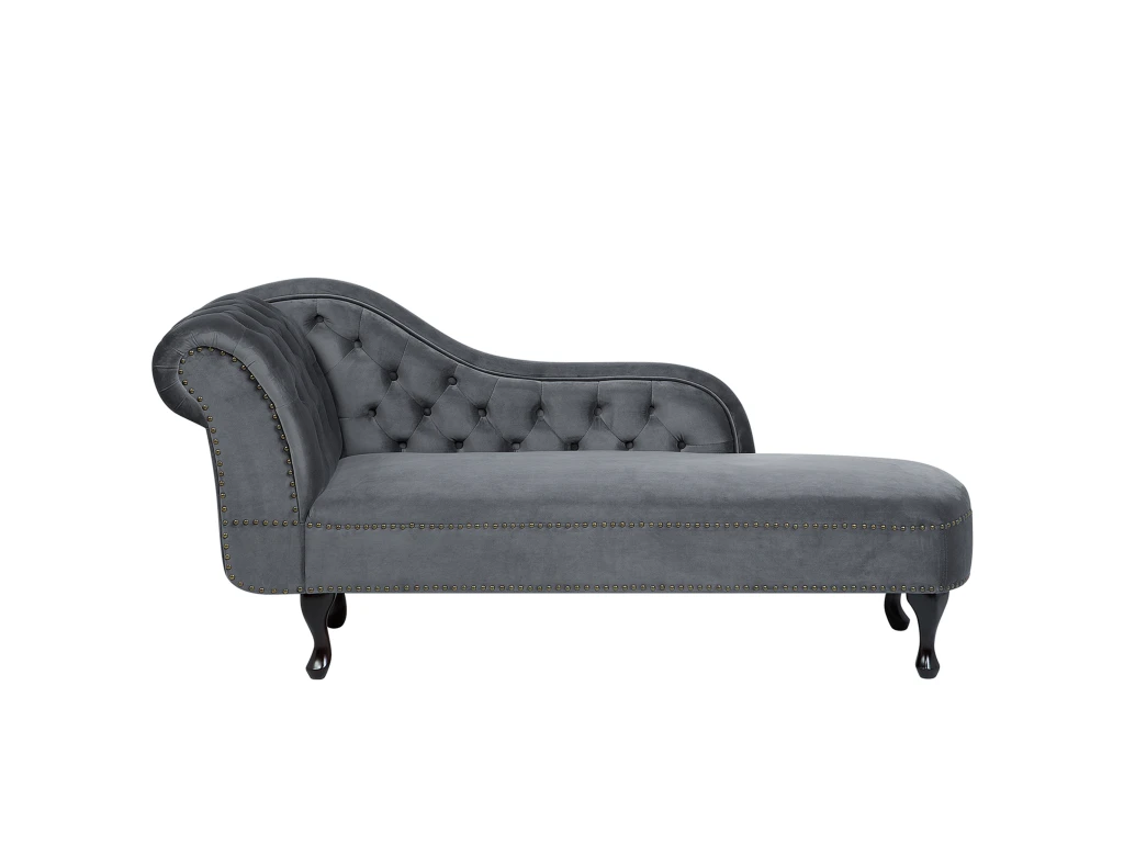 Méridienne Chesterfield En Velours Gris NIMES 1 Méridienne Chesterfield En Velours Gris NIMES