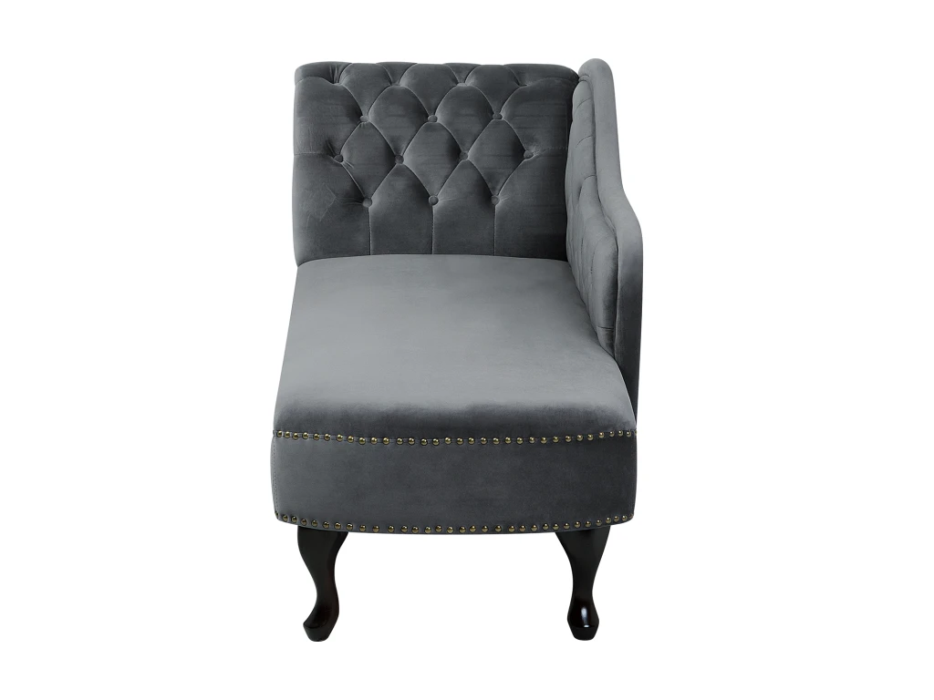 Méridienne Chesterfield En Velours Gris NIMES 5 Méridienne Chesterfield En Velours Gris NIMES – Image 5