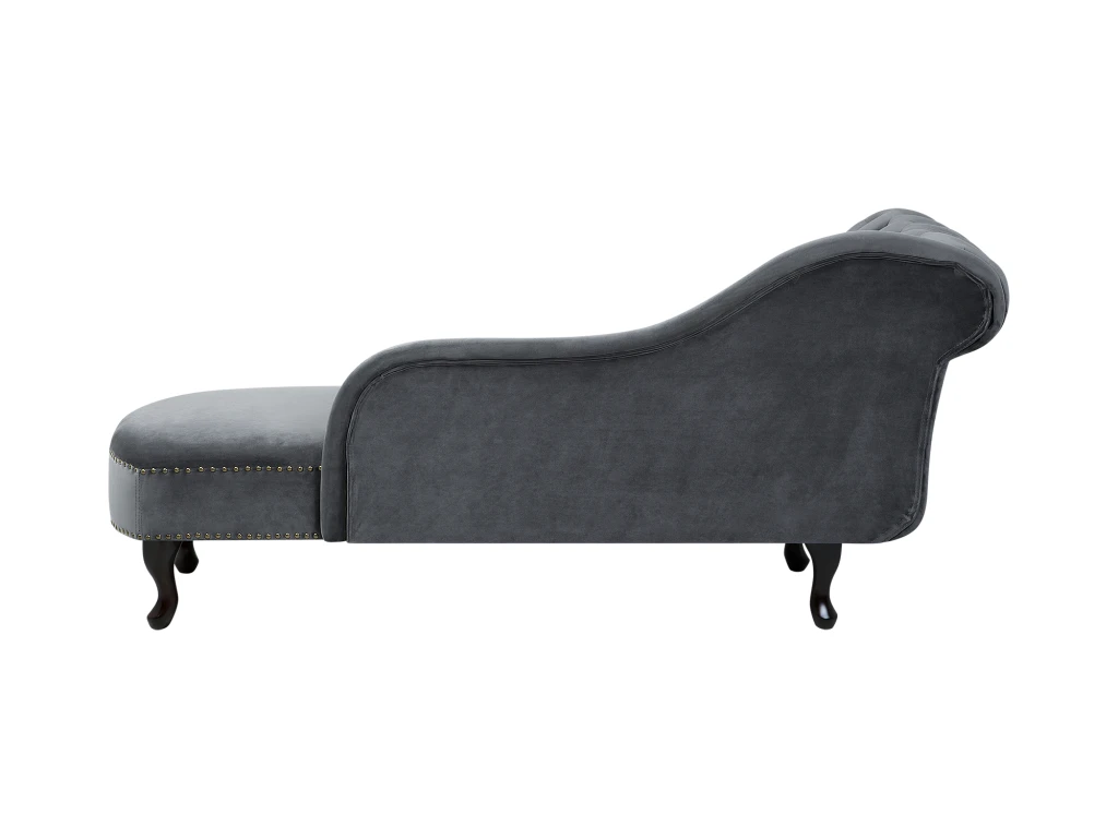 Méridienne Chesterfield En Velours Gris NIMES 6 Méridienne Chesterfield En Velours Gris NIMES – Image 6