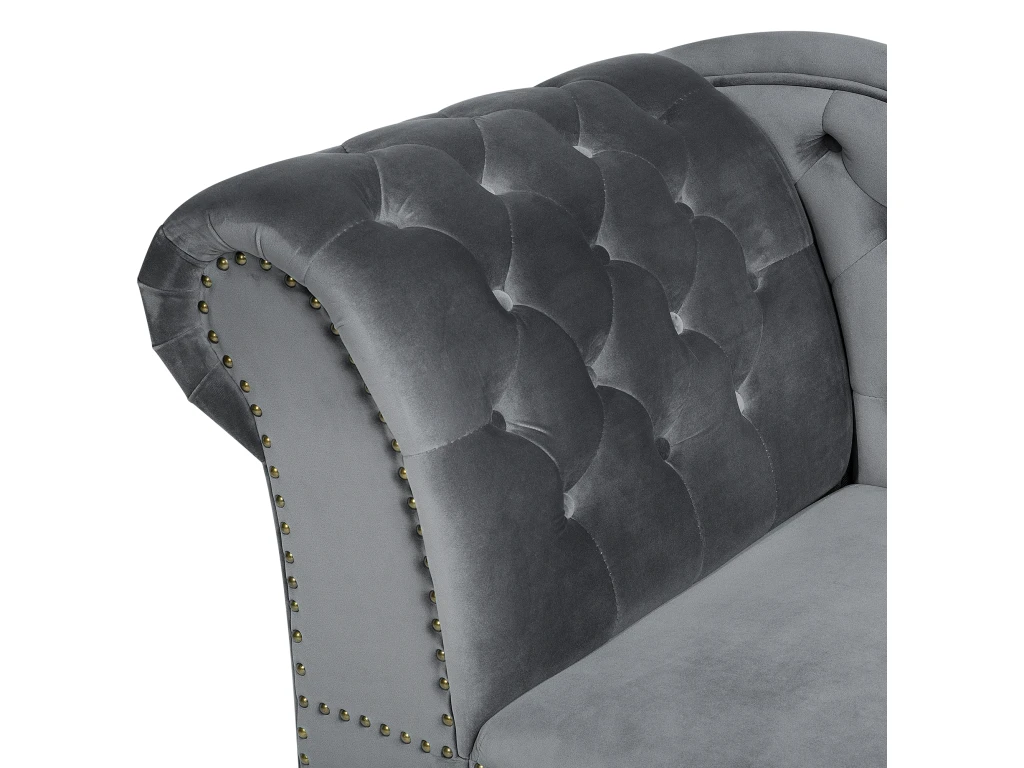 Méridienne Chesterfield En Velours Gris NIMES 8 Méridienne Chesterfield En Velours Gris NIMES – Image 8