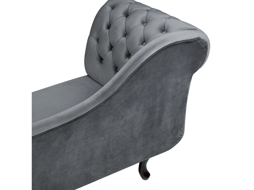 Méridienne Chesterfield En Velours Gris NIMES 10 Méridienne Chesterfield En Velours Gris NIMES – Image 10