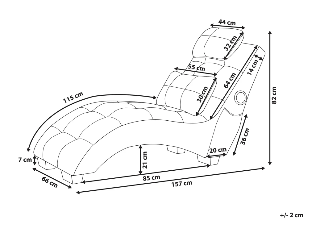 Chaise Longue En Velours Gris Clair Avec Haut Parleur Bluetooth Et Port USB SIMORRE 3 Chaise Longue En Velours Gris Clair Avec Haut Parleur Bluetooth Et Port USB SIMORRE – Image 3