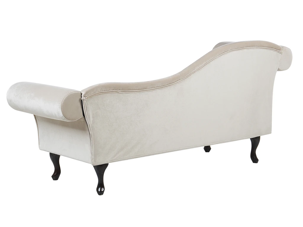 Chaise Longue Côté Gauche En Velours Beige LATTES 5 Chaise Longue Côté Gauche En Velours Beige LATTES – Image 5