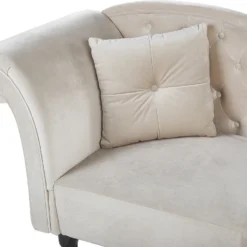 Chaise Longue Côté Gauche En Velours Beige LATTES 12 Chaise Longue Côté Gauche En Velours Beige LATTES -Promos Chesteris Boutique meridienne 16677639