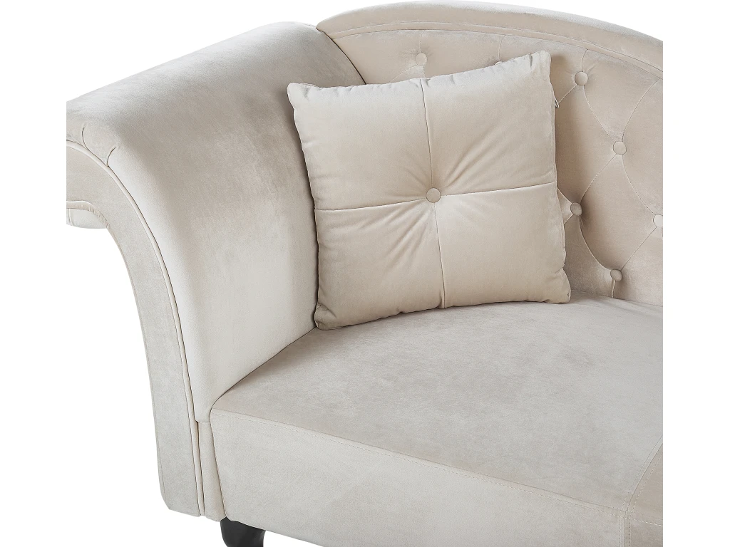 Chaise Longue Côté Gauche En Velours Beige LATTES 6 Chaise Longue Côté Gauche En Velours Beige LATTES – Image 6
