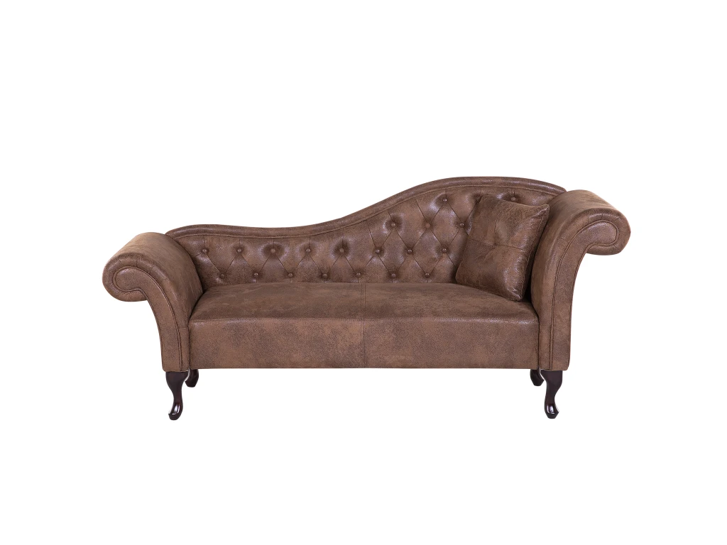 Méridienne Côté Droit En Cuir Suède Marron LATTES 1 Méridienne Côté Droit En Cuir Suède Marron LATTES