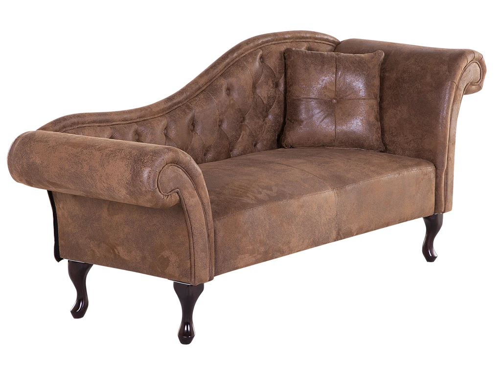 Méridienne Côté Droit En Cuir Suède Marron LATTES 4 Méridienne Côté Droit En Cuir Suède Marron LATTES – Image 4