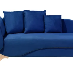 Chaise Longue Côté Gauche En Velours Bleu Marine MERI