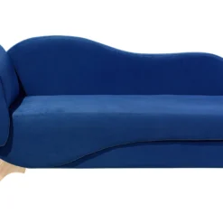 Chaise Longue Côté Gauche En Velours Bleu Marine MERI -Promos Chesteris Boutique meridienne 16677877