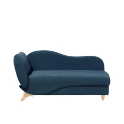 Chaise Longue Côté Gauche En Velours Bleu Marine MERI -Promos Chesteris Boutique meridienne 16677879