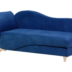 Chaise Longue Côté Gauche En Velours Bleu Marine MERI -Promos Chesteris Boutique meridienne 16677881