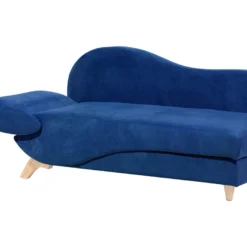 Chaise Longue Côté Gauche En Velours Bleu Marine MERI -Promos Chesteris Boutique meridienne 16677883