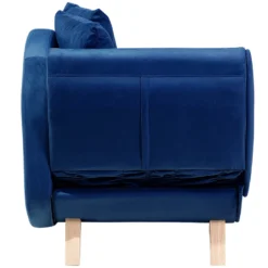 Chaise Longue Côté Gauche En Velours Bleu Marine MERI -Promos Chesteris Boutique meridienne 16677889