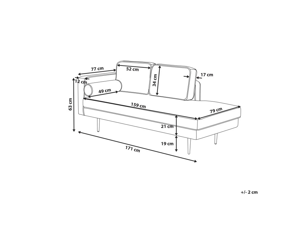 Chaise Longue En Velours Rouge Foncé Côté Gauche MIRAMAS 3 Chaise Longue En Velours Rouge Foncé Côté Gauche MIRAMAS – Image 3