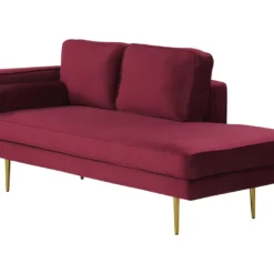 Chaise Longue En Velours Rouge Foncé Côté Gauche MIRAMAS 10 Chaise Longue En Velours Rouge Foncé Côté Gauche MIRAMAS -Promos Chesteris Boutique meridienne 16677987