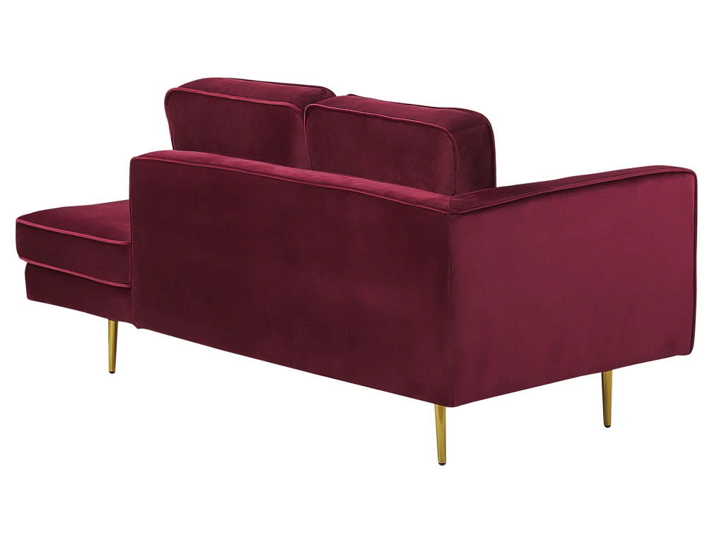 Chaise Longue En Velours Rouge Foncé Côté Gauche MIRAMAS 5 Chaise Longue En Velours Rouge Foncé Côté Gauche MIRAMAS – Image 5