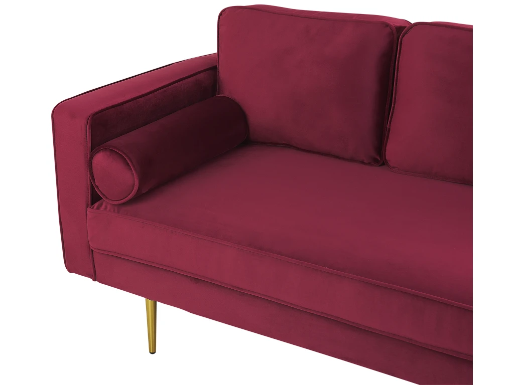 Chaise Longue En Velours Rouge Foncé Côté Gauche MIRAMAS 6 Chaise Longue En Velours Rouge Foncé Côté Gauche MIRAMAS – Image 6
