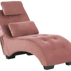 Chaise Longue En Velours Rose Avec Port USB Et Haut-parleur Bluetooth SIMORRE