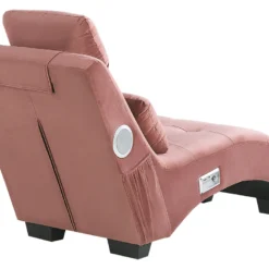 Chaise Longue En Velours Rose Avec Port USB Et Haut-parleur Bluetooth SIMORRE 14 Chaise Longue En Velours Rose Avec Port USB Et Haut-parleur Bluetooth SIMORRE -Promos Chesteris Boutique meridienne 17159171