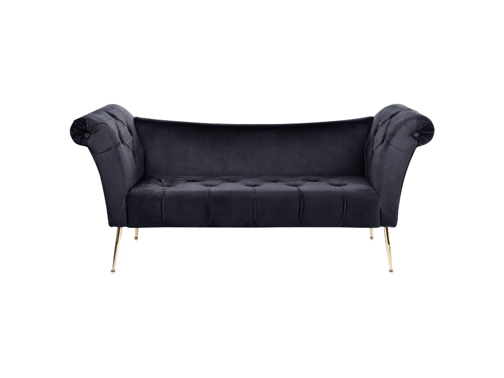 Chaise Longue En Velours Noir NANTILLY 1 Chaise Longue En Velours Noir NANTILLY